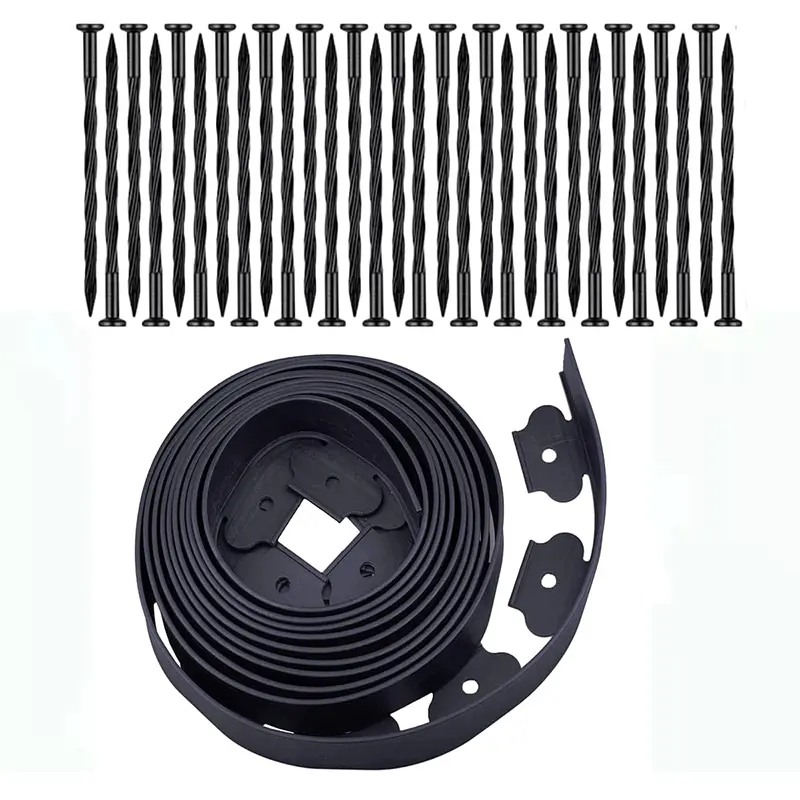 Aotusoa Landscape Edging Kit 60ft Lawn Edging with 60Spikes 4 Inch High Plastic Garden Edging for Landscaping Easy Install No Digging