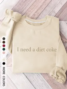 Women's Casual Loose-Fit Pullover Sweater, I Need a Diet Cookie Print, Round Neck Design, Comfortable Fall & Winter Wear