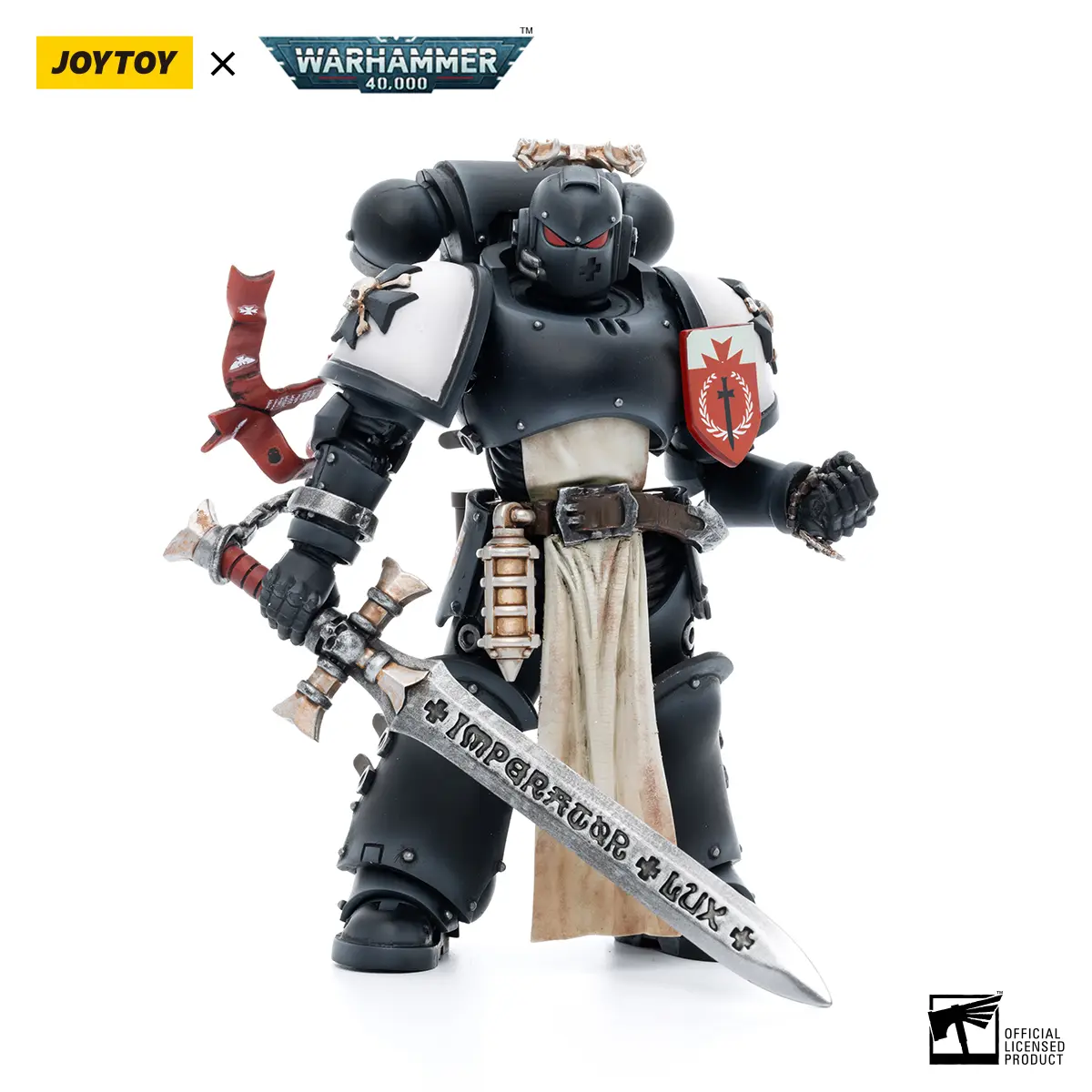 JOYTOY Warhammer 40000 1/18 Black Templars The Emperor's Champion Rolantus Action Figure, Non-Toxic Hyper-Realistic Anthropomorphic Collectible Mini Figure JT7585, Collectible Figure
