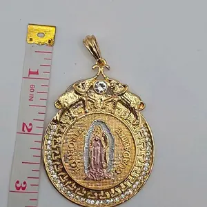 VIRGIN MARY religious pendant colors stone's gold-plated 3x3 big pendant no chain