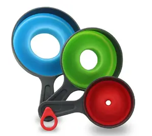 3-Piece Collapsible Kitchen Funnel Set - Wide Mouth Canning Funnels Silicone Utensils