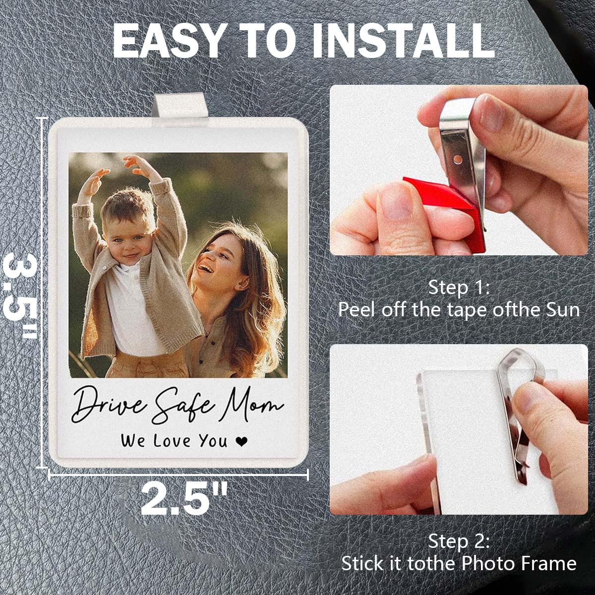 2Pcs Car Picture Holder for Car Sun Visor, Wallet Size Mini Picture Frame for Polaroid Go and Instax Mini, Horizontal & Vertical Display Car Decor, Personalized Gifts for Boyfriend Girlfriend Birthday Solar Powered Bluetooth Dome mini steering wheels