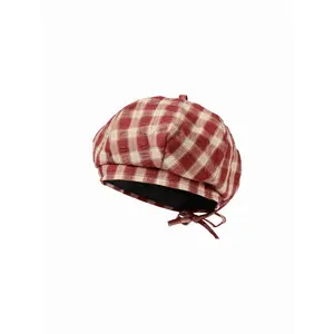 Cider BOWKNOT & GINGHAM BERET HAT