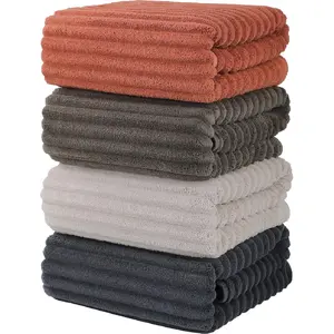 Luxury 4-Piece Quick-Dry Bath Towel Set 27.5X 55 Inches – Ultra Soft Microfiber for Bathroom, Bar, Pool, Gym & Travel – Elegant Twill Design