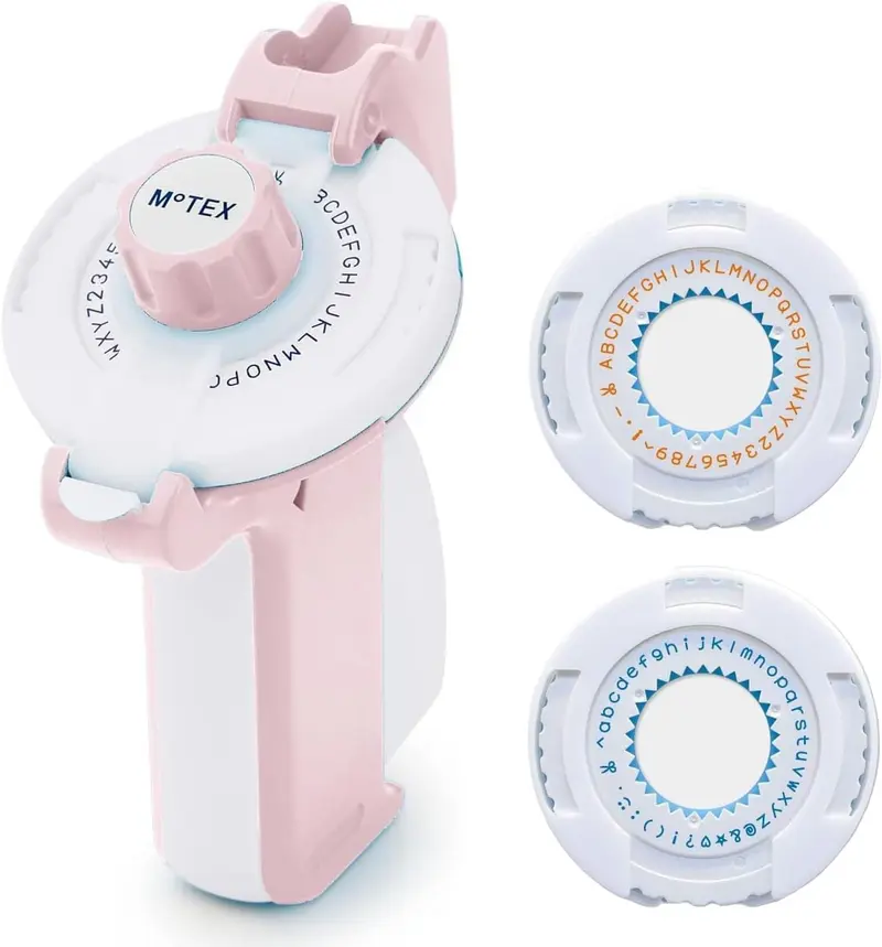 JayCo Labeler by Motex Embossing Label Maker, Labeling Tool, Old School Label Maker, for Manual Label Embossing- E-202 (Light Pink)