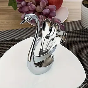 Swan Shaped Stainless Steel Cutlery Rack Set, Tableware, Compact Design for Catering Services, Perfect for Halloween Christmas Events & Parties