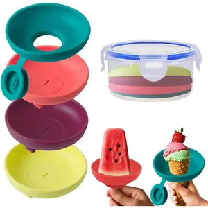 2-in-1 Popsicle Holder for  - Non-Slip & Leak-Proof Design, BPA-Free Silicone with Adjustable Clips, Perfect for Summer Parties, Outdoor Picnics, Ice Cream Sticks (4 Colorful Sticks)