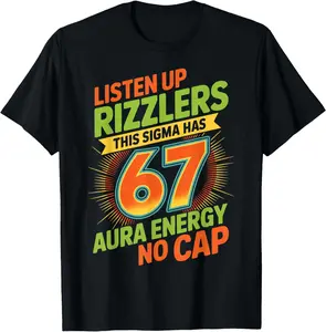 Sigma Has 67 Aura Number 67th Aura Farming Ice Cream Drip T-Shirt - Cotton Fabric Men Woman Youth Boys Girl Kid T-shirt
