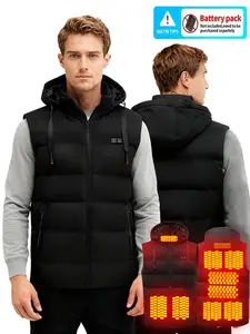【Power Bank Not Include】Norwell Heated Vest Black Zone 9 Heating Menswear and Independent Switch, 3 Adjustable Heat Levels, Sleeveless Warm Zip Up Kackets for Men Women Winter Outdoor Work Hiking Camping Gifts for Black Friday Christmas