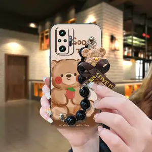 Simplicity Dirt-resistant Phone Case For Xiaomi Redmi Note10 Pro/Note10 Pro Max silicone soft case Skin-friendly feel phone case Black pearl pendant cute protective case Cartoon