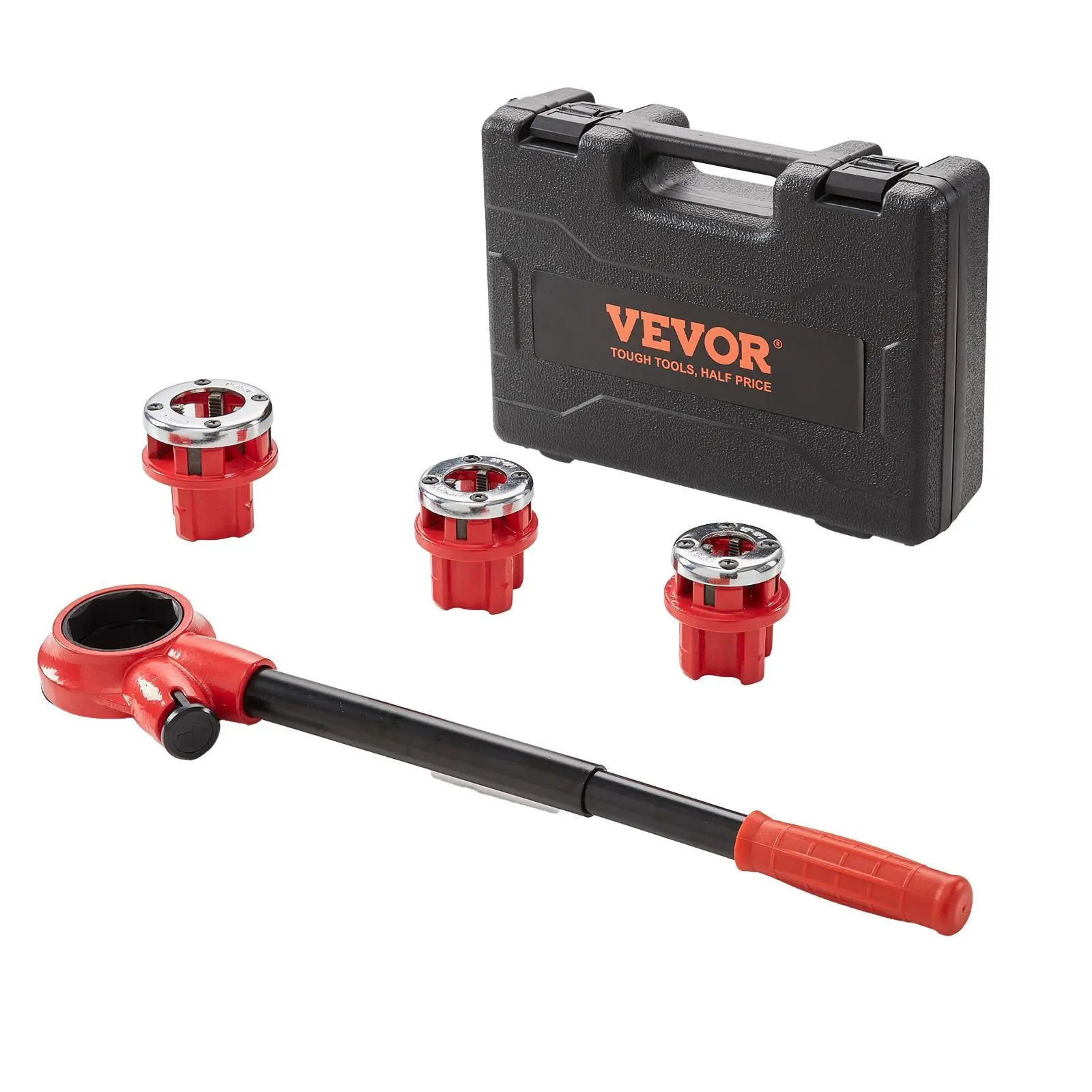 【Summerfinds】VEVOR Ratchet Pipe Threader Kit, 1/2" NPT, 3/4" NPT, 1" NPT Manual Ratcheting Pipe Threader, Portable Pipe Threading Tool Set with 3PCS NPT Dies, Storage Case for Galvanized Aluminum Iron Copper Pipes