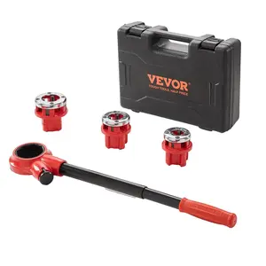 【Summervibes】VEVOR Ratchet Pipe Threader Kit, 1/2" NPT, 3/4" NPT, 1" NPT Manual Ratcheting Pipe Threader, Portable Pipe Threading Tool Set with 3PCS NPT Dies, Storage Case for Galvanized Aluminum Iron Copper Pipes