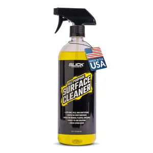 Slick Products All-Purpose Surface Cleaner – Multi-Surface Car Interior & Exterior Cleaner for Vinyl, Plastic, Rubber, Carpet & Upholstery – Fresh Lemon Scent – 32 oz.