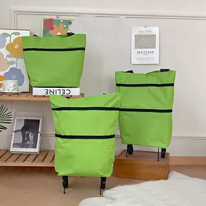 Foldable Portable Storage Bag Home Use Portable Foldable Shopping Bag with Wheels Oxford Cloth Waterproof Grocery Bag
