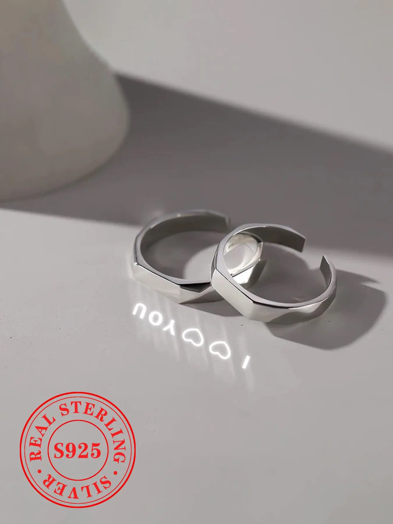 S925 Sterling Silver Couple Ring, Creative Projection Ring, Romantic & Surprise Gift for Wife, Couple, Girlfriend, Birthday Gift, Christmas Gift, Anni