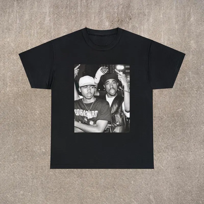 90's Rap T-shirt - Nas With c - Vintage Rapper Tee -  - Classic Fit - Cotton Tee - Hip Hop T-shirt T-shirts, Crewnecks, Hoodies – Gifts Suitable for Anyone