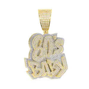80s Hip - Hop Style Black Baby Letter Pendant Set with 16 - inch Chain for Mothers Day Gift Layered Rhinestone Jewelry