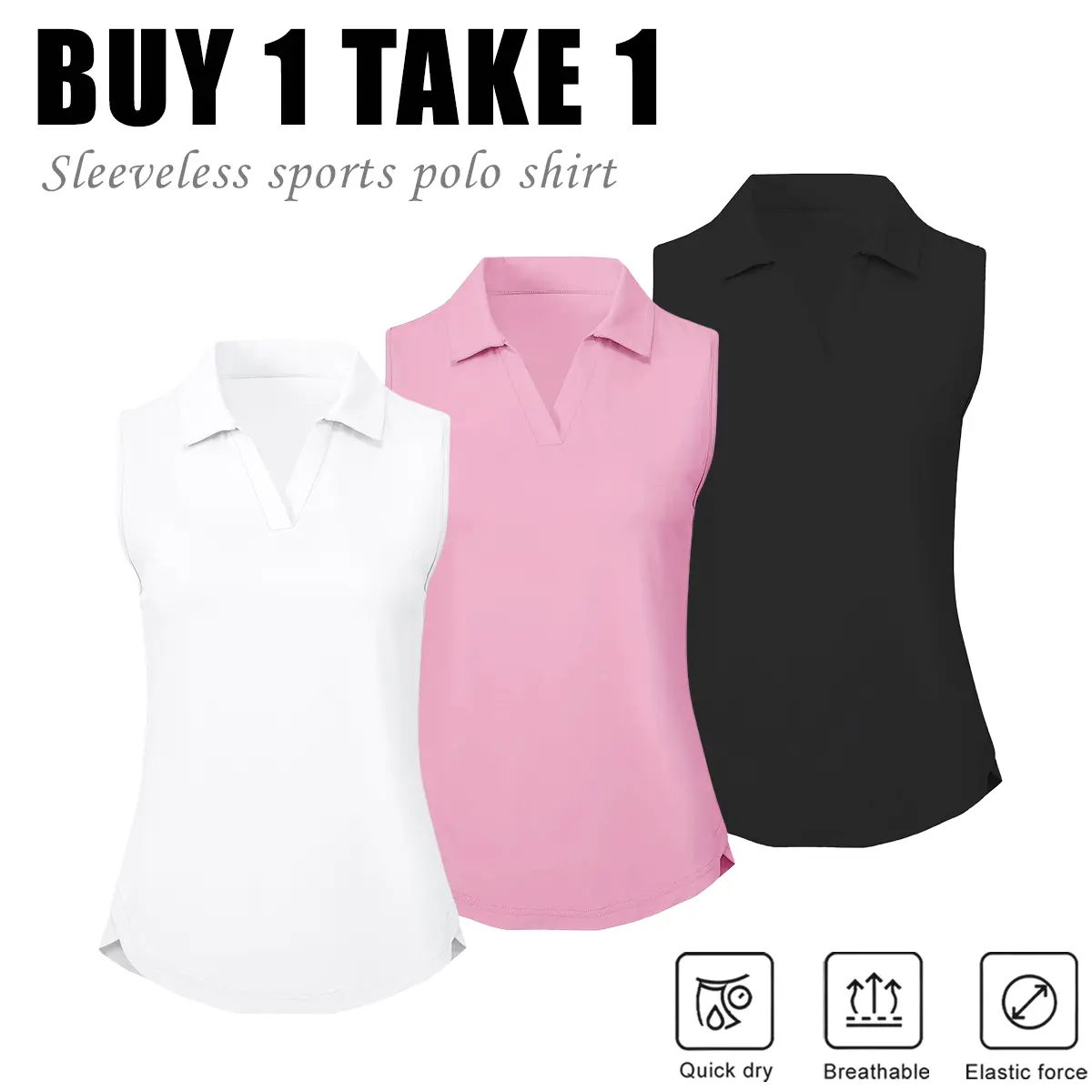 Buy 1 Get 1 Free | Sleeveless Sports Polo Shirt for Active Women | Breathable & Quick Dry | Elastic Fit