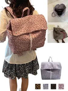 Leopard Print Shoulder Bag, Large Capacity Fabric Backpack, Versatile Commuter Bag, Multiple Colors Available, Stylish and Practical