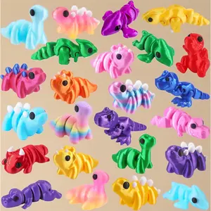 24 Pcs 3D Printed Articulated Dinosaur Animals Set, Flexible Fidget Toys Mini Figurines for Kids Party Favors, Birthday Rewards, Desk Decor & Office Pets