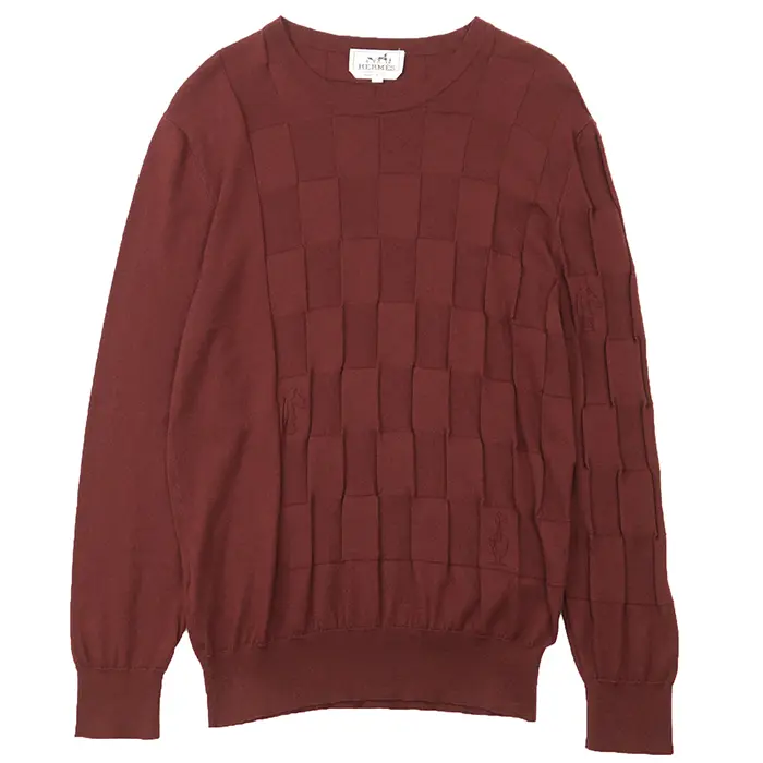 Pre-owned HERMÈS Cashmere Small Leather Goods Hermes Chessboard Cotton Sweater