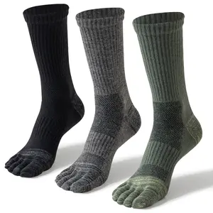 3 Pairs Merino Wool Toe Hiking Socks For Women&Men Thermal Winter Warm Boot Work Cushion Socks Breathable Five-finger Crew Socks