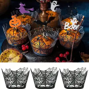 30/10 pcs - Spider Web Cupcake Liners, Halloween Cake Decorations, Laser Cut Paper Cupcake Liners, Christmas Party Decorations