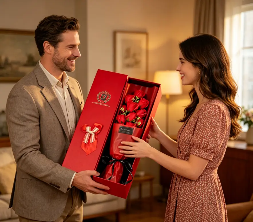 Valentine's Day Must-Have! 11pcs Red Roses Soap Flower Gift Set Forever Love Rose Gift Box - Romantic Present Eternal Red Rose Bouquet - Long-Lasting Gift for Her, No Fading Flowers