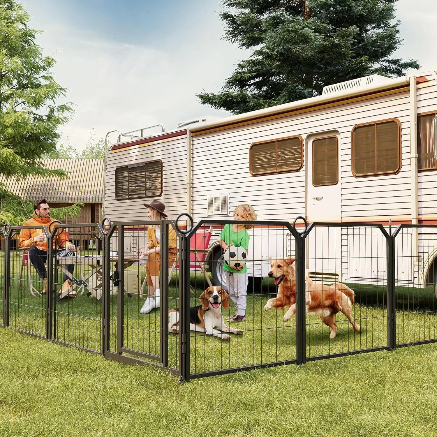 Dog Playpen Outdoor, 32 inch 16 Panels Heavy Duty Indestructible Dog Crate, Escape Proof Pete Cage Kennel,Extra Large Crate Outdoor for for RV Camping Yard
