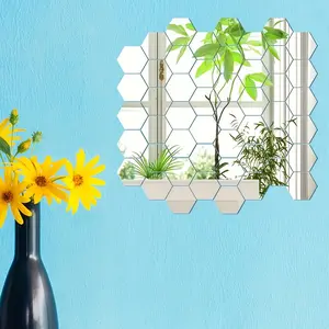 50/100pcs Hexagonal Mirror Wall Stickers, DIY Self-Adhesive Mini Mirrors, Ideal for Living Room, Bedroom, Bathroom, Dorm, Home Decor