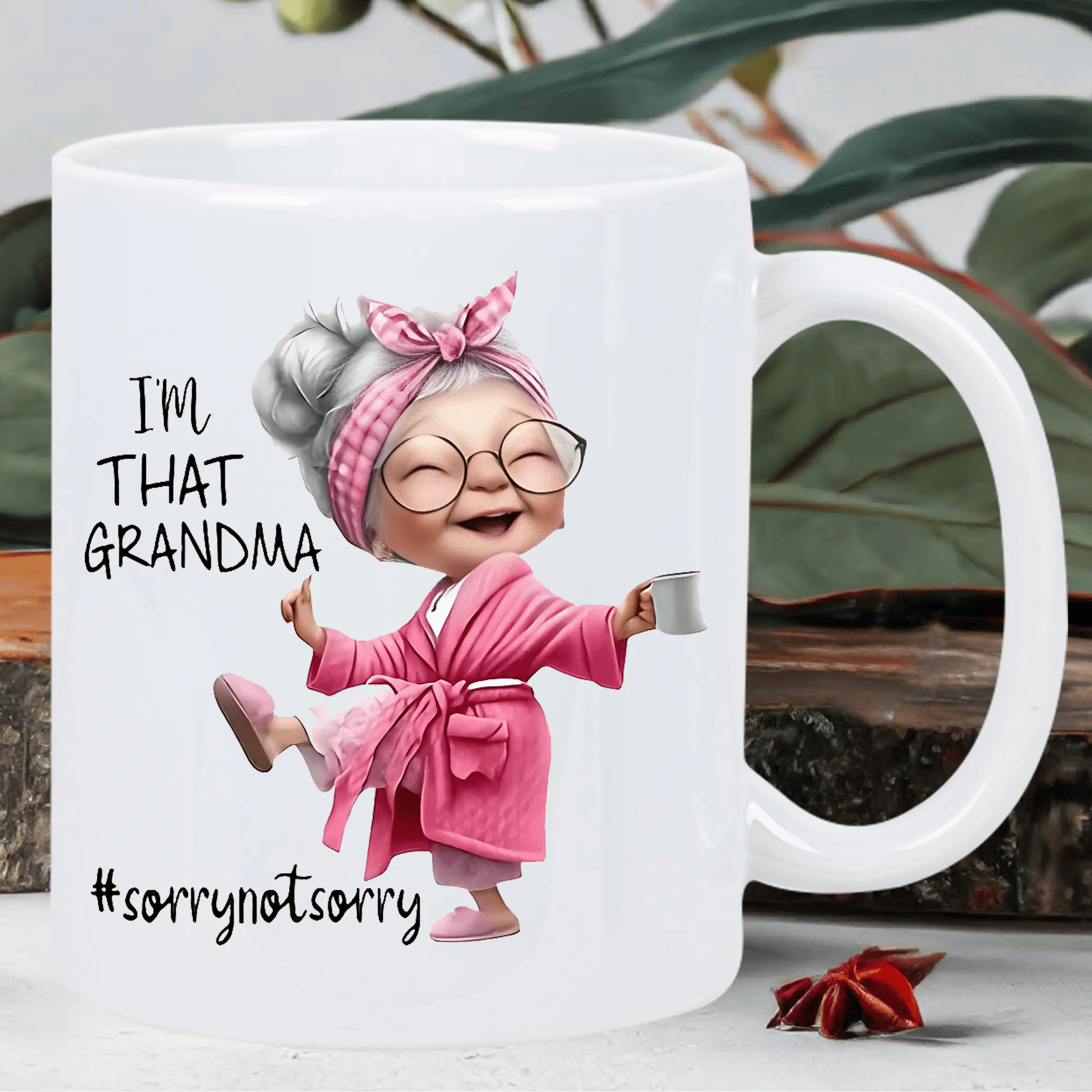 Grandma-Themed All-Printed Healthy Ceramic Single Mug - 11oz Washable Beverage Drinkware, Ideal for Coffee & Tea, Holiday Gift for Mom, Cup
