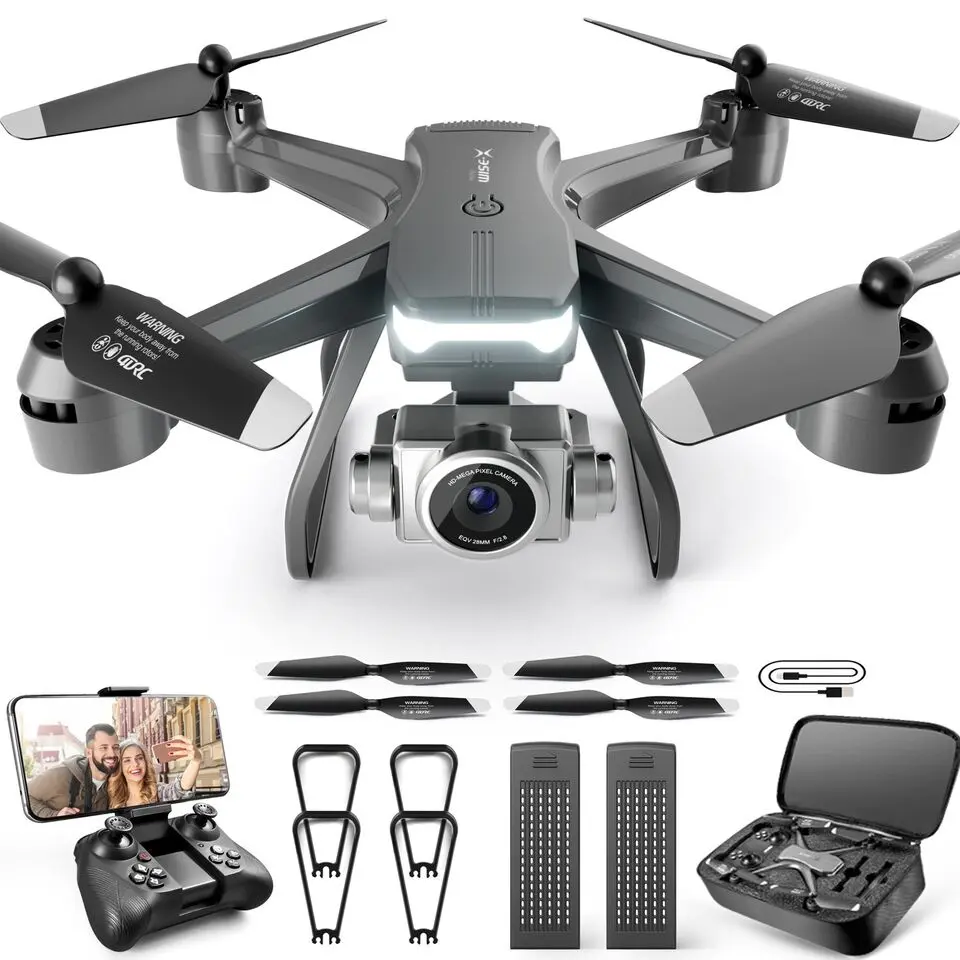 V14 Professional Drone with 6K HD Dual Camera, WiFi FPV, Portable RC Quadcopter, 2 Batteries, Button-Controlled, Detachable Blades, Charging Cable, Storage Handbag – Suitable for Adults & Beginners (Logistics via Random UPS/USPS/Self-Pickup)