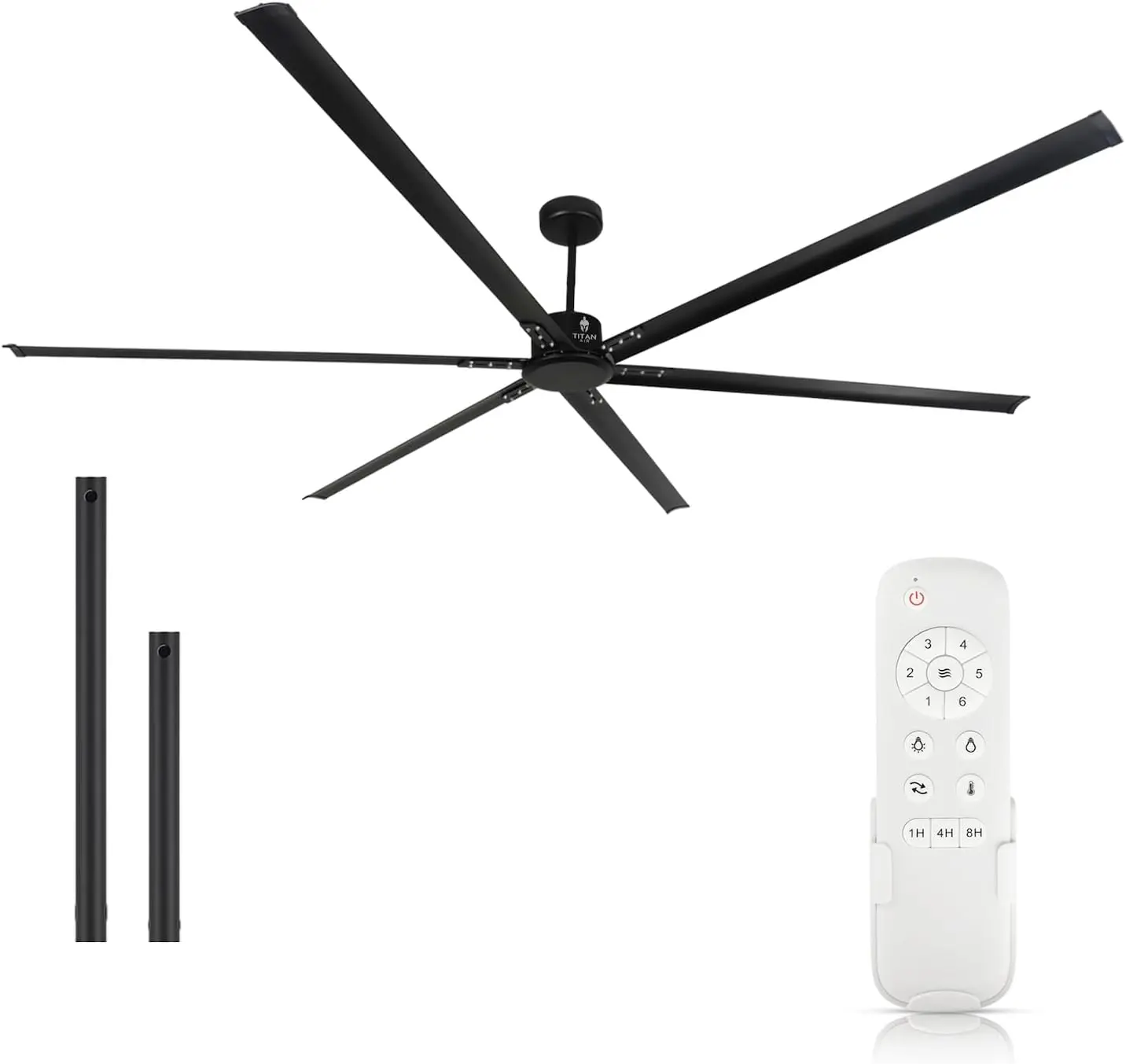 120-Inch Industrial Ceiling Fan 10ft HVLS Industrial Fan - 20,000 CFM Extra Large Ceiling Fan With Remote for Warehouses, Gyms, Large Commercial Spaces - BLDC Motor 6 -Year Warranty (Black)