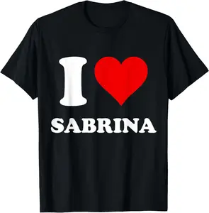 Women's 100% Cotton Shortsleeve Round Neck Tshirt - "I Heart Sabrina" Print, Tropical-Inspired Fabric Garment, Casual Comfortable Fit, Beach-Ready Top