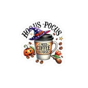 Halloween Coffee Kiss-Cut Vinyl Decals | Hocus Pocus Stickers, Perfect for Mugs, Laptops, and Home Decor