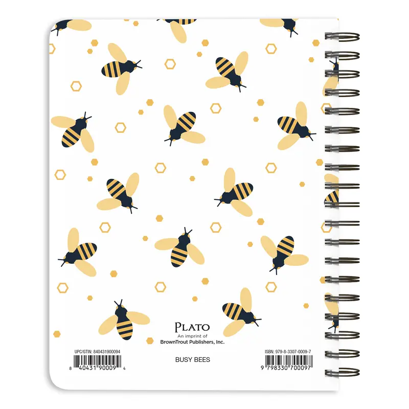 Busy Bees | 2026 6 x 7.75 Inch 18 Months Weekly Desk Planner | Foil Stamped Cover | July 2025 - December 2026 | Plato | Planning Stationery 1