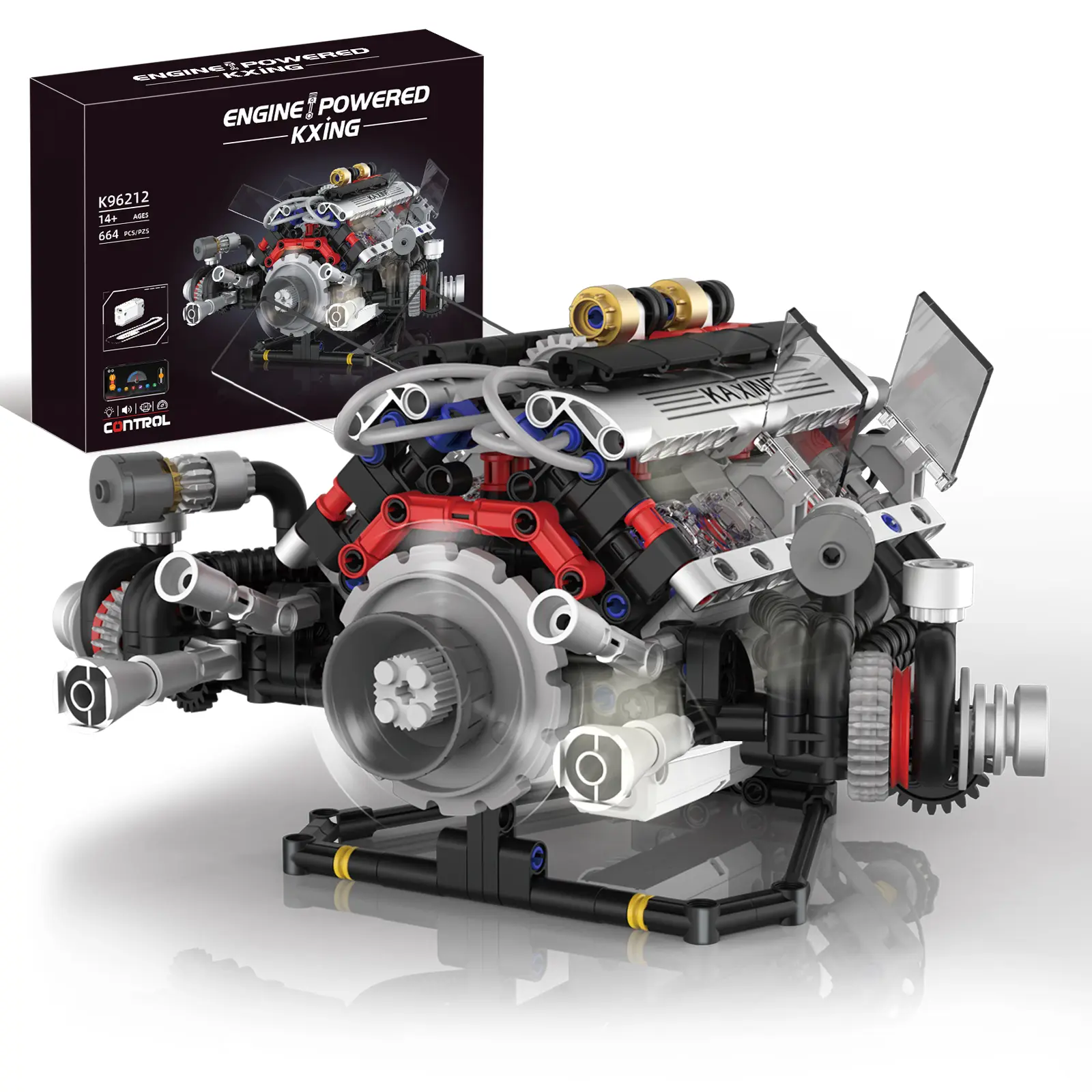 V8 Engine Kit That Runs - Build Your Own STEM V8 Model Engine Kit for Adults，8-Cylinder Engines Building Block Sets, Mechanic Engineering Construction Toy for Youth & Teens (715 PCS)