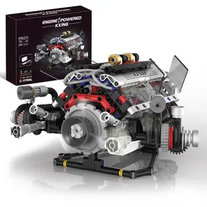 V8 Engine Kit That Runs - Build Your Own STEM V8 Model Engine Kit for Adults，8-Cylinder Engines Building Block Sets, Mechanic Engineering Construction Toy for Youth & Teens (715 PCS)