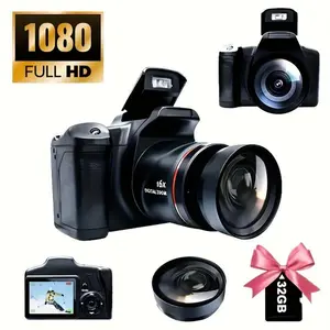 1080P HD Digital Camera With 32GB Memory Card And 2.4" LCD Screen, 16x Digital Zoom. This Mini Camera Has A 9.88mm Wide-angle Lens, Perfect For Vlogging And Travel Recording. As A Stylish Photography Essential Tool, It Is Not Only An Ideal