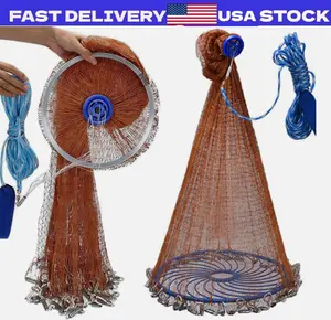 6/8/10/12/16/20FT Fishing Cast Net Bait Easy Throw Hand Cast Nylon Mesh