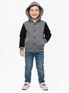 Unik Boys Plain Varsity Fleece Hoodie Jacket with Hood (Sizes 2T–4T)