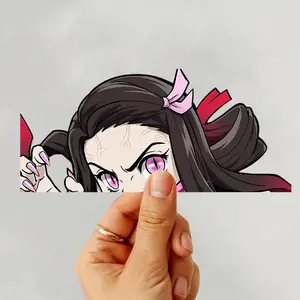 Nezuko Peeker Sticker, Demon Slayer Vinyl Sticker for Laptop Edge, Waifu Girl Sticker Notebook Phone Decor