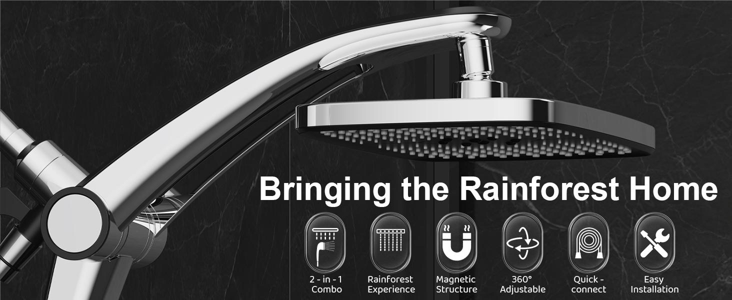 Rain Shower Head with filtered Handheld High Pressure rainfall Shower Heads with Handheld Spray Combo Adjustable one-piece stand daul shower head Built-in Magnetic Docking and Power Jets Adjustable Showerhead Rainfall Shower System Handheld Showerhead Set Rain Shower Head with filtered Handheld High Pressure rainfall Shower Heads with Handheld Spray Combo Adjustable one-piece stand daul shower head Built-in Magnetic Docking and Power Jets Adjustable Showerhead Rainfall Shower System Handheld Showerhead Set