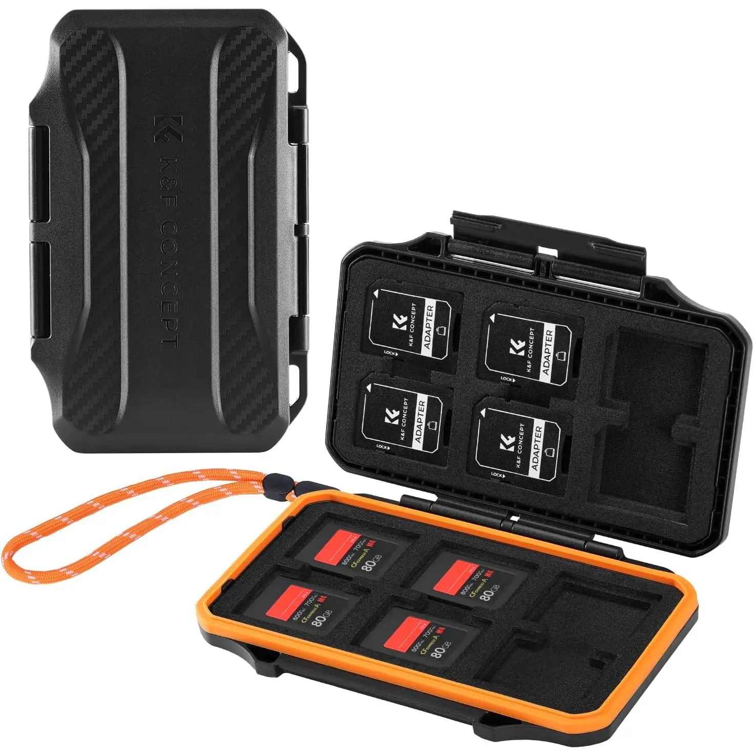 K&F CONCEPT Silicone-Lined ABS Shell Compact Memory Card Organiser, Waterproof Shockproof Storage Case with 24 Memory Slots for 12 SD/SDXC/SDHC and 12 CFexpress Type A Cards