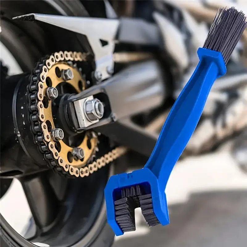 Motorcycle Chain Cleaning Brush, 10 Inch Blue Plastic & Nylon Bristles, Triple Fiber Design, Ideal for Motorcycles, Bikes, E-Vehicles, Bike Accessories