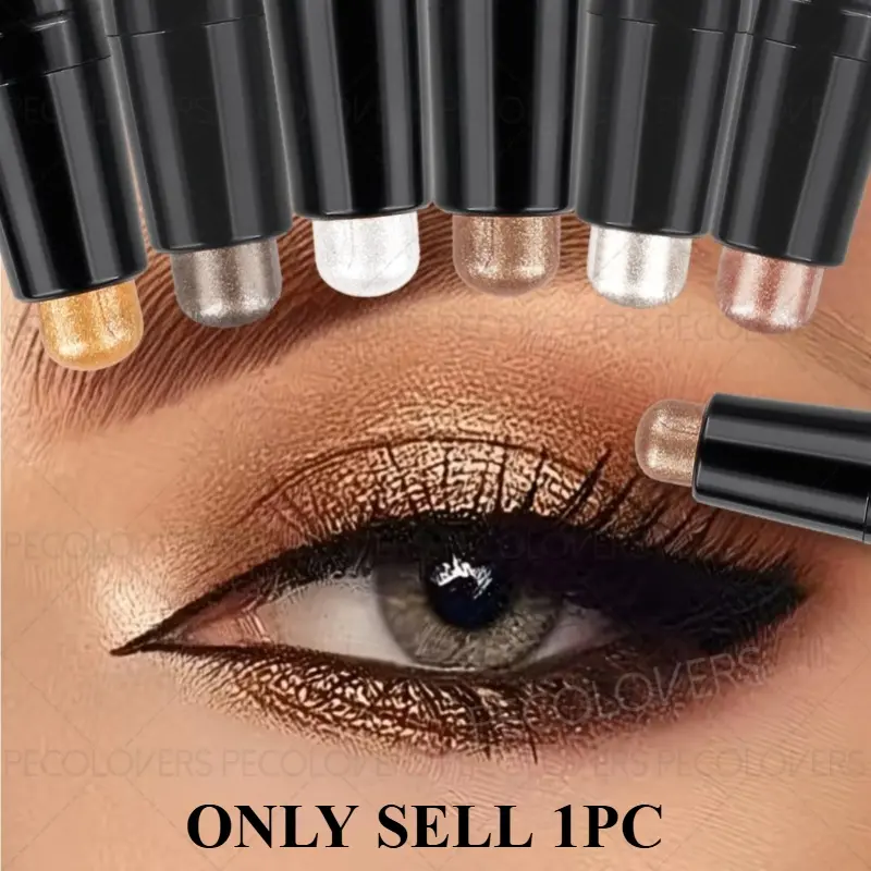 1pc Double-Ended Glitter Eyeshadow Brush That Allows You To Use Two Eyeshadow Colors With Just One Brush. It Can Also Be Used As a Highlighter For Brightening. It Is Perfect For Beginners And Makeup Enthusiasts.