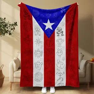 Puerto Rican Pattern Flannel Throw Blanket, Soft Flannel Fabric, Warm & Durable, Unique Gift for Culture Lovers, Perfect for Home Decor & Travel