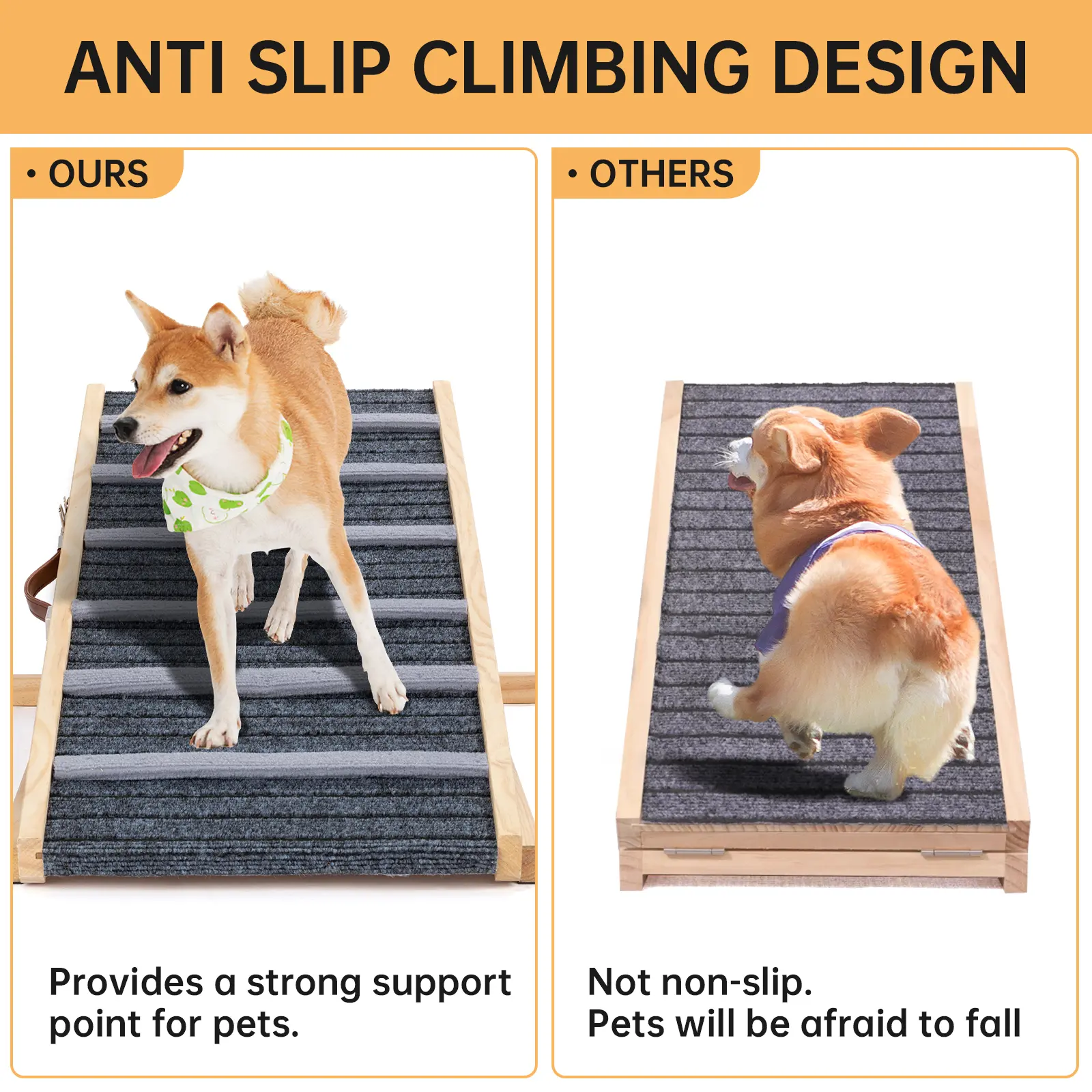 Dog climbing ladder solid wood dog climbing frame home sofa slope ladder adjustable height pet climbing ladder