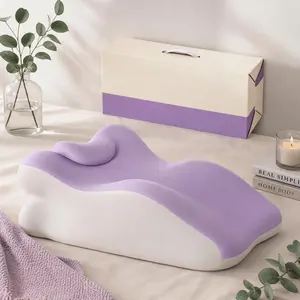 Memory Foam Ergonomic Neck Support Pillow, Face Down Reading Cushion with Removable Cover for Bed & Sofa