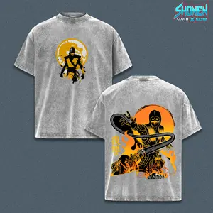Mortal Kombat - Scorpion Washed Graphic Tee, Oversized Gaming Streetwear Shirt, Retro Arcade Fighter Cotton Tee, Y2K Gamer Core Outfit, Hypebeast TikTok Fashion, Dark Aesthetic Merch